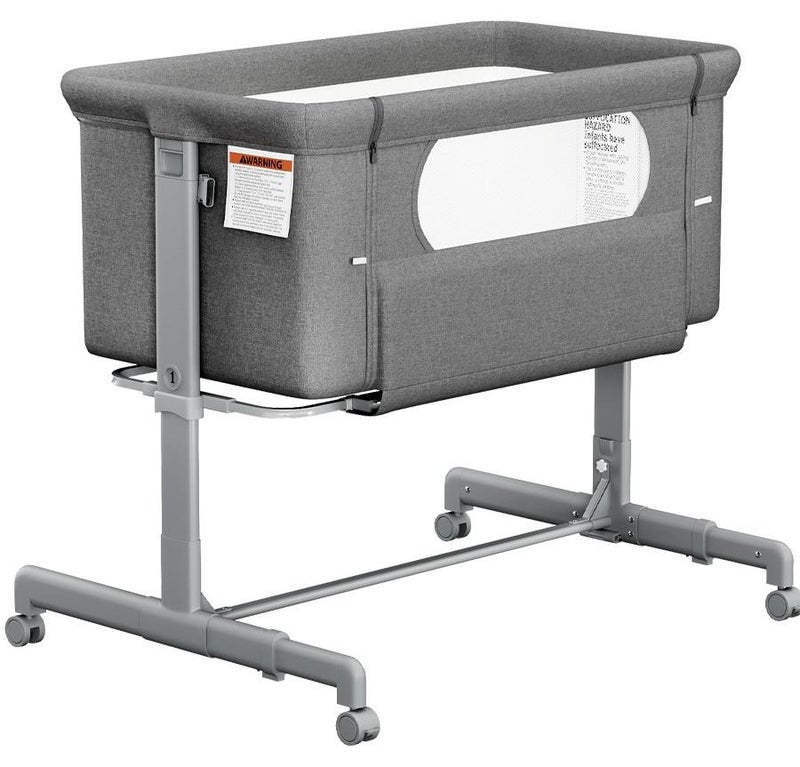Babyomi 3-in-1 Baby Bassinet with Comfy Mattress, Wheels & 6 Height Adjustments,Grey - Image 1